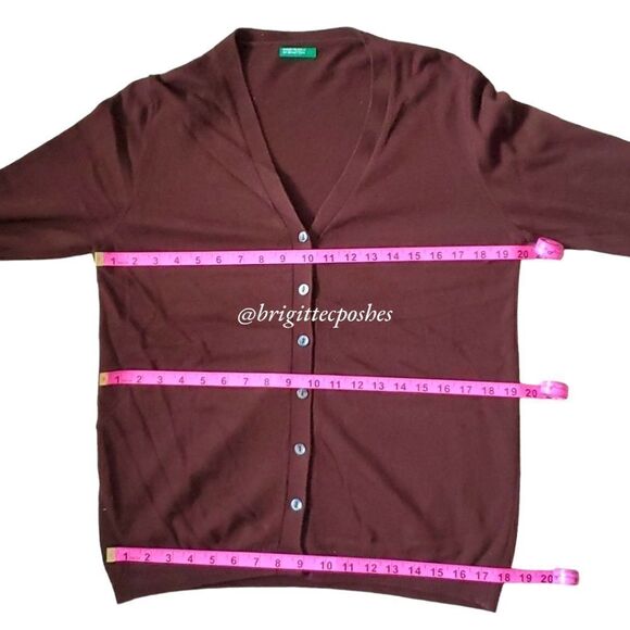 Made in Italy Benetton Brown Cardigan Size Large - Picture 6 of 7
